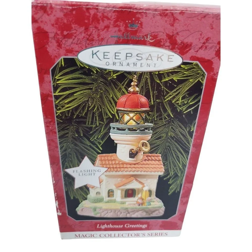 VTG 1998 Hallmark‎ Keepsake Christmas Ornament Lighthouse Greetings Magic